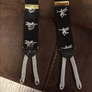VTG Thurston Suspenders Black and White Angels and demons Button Leather London